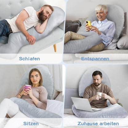 SAHEYER 3-förmiges Memory-Schaum Körperkissen 173 cm Lang Grau