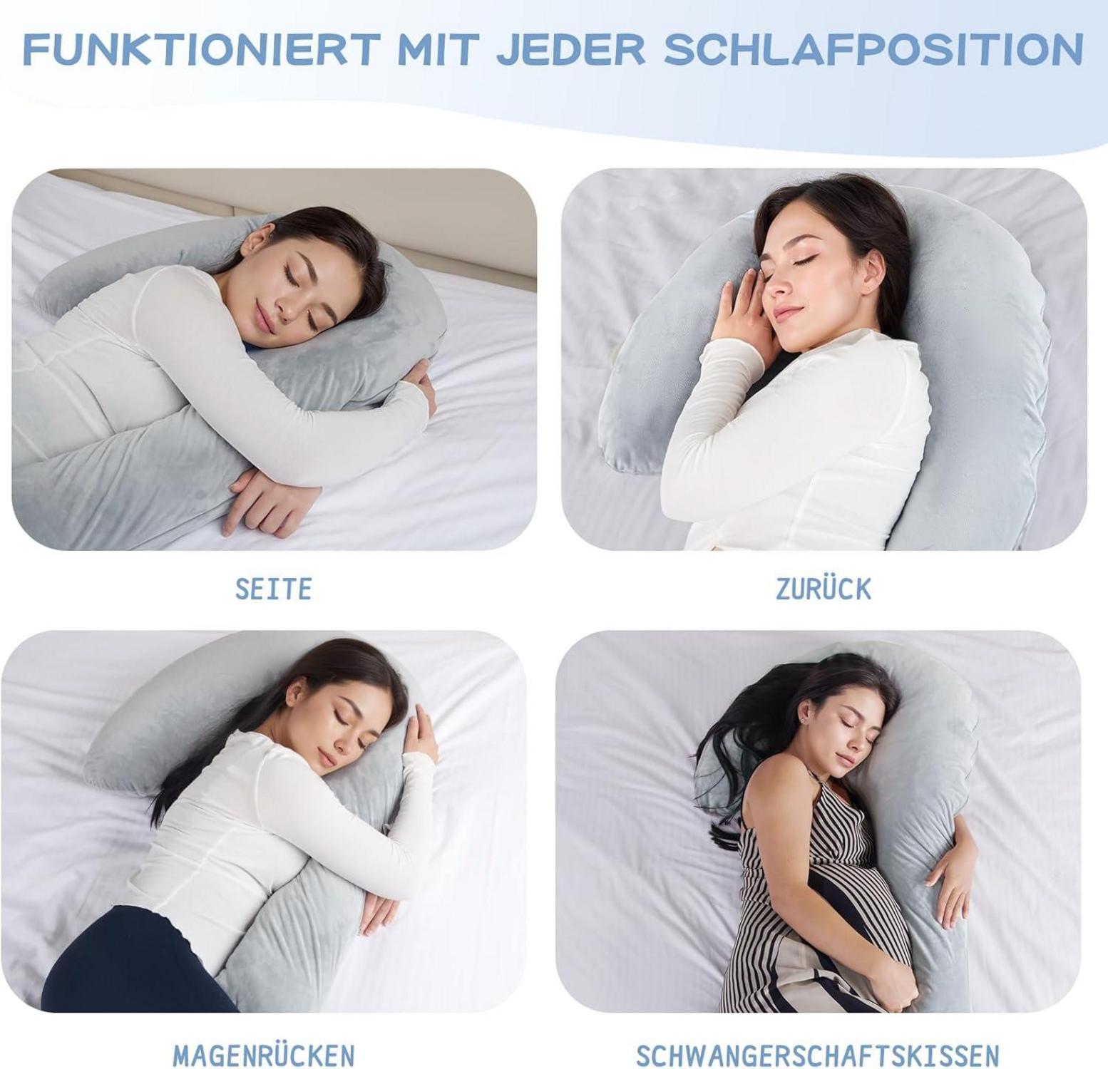 SAHEYER 3-Förmiges Körperkissen 173 cm Memory-Schaum Grau Taille Hüften Bauch