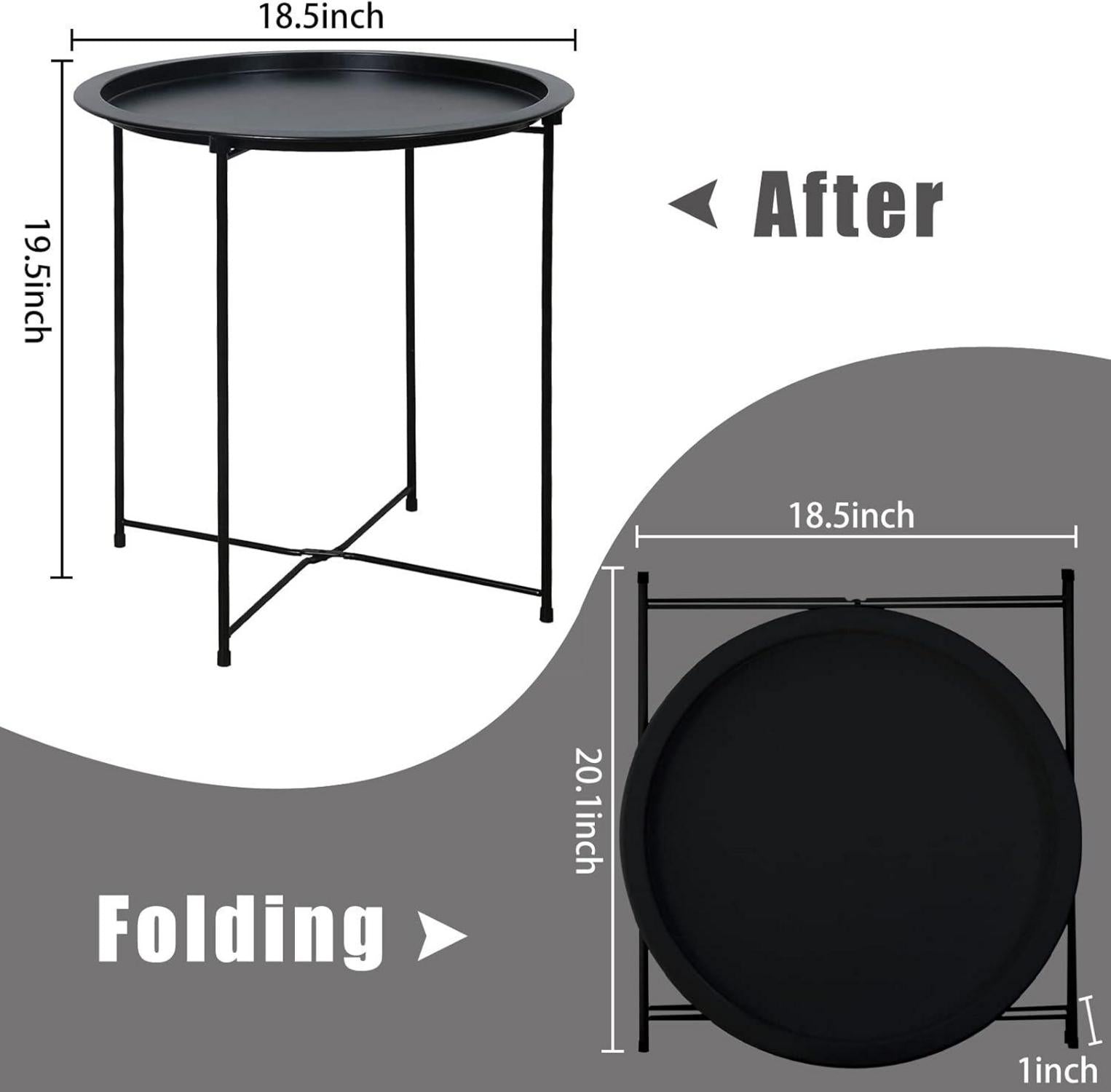 Runder Beistelltisch mit Metalltablett und Stauraum