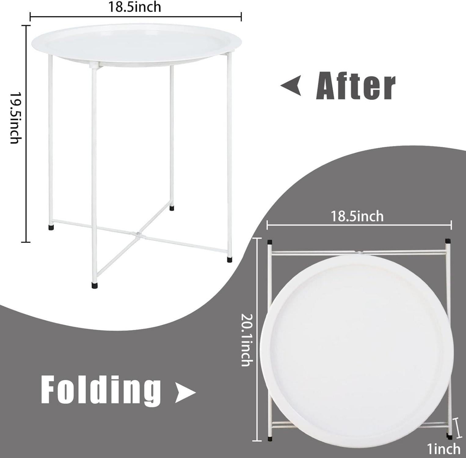 Runder Beistelltisch mit Stauraum, 2 Ebenen, Metalltablett
