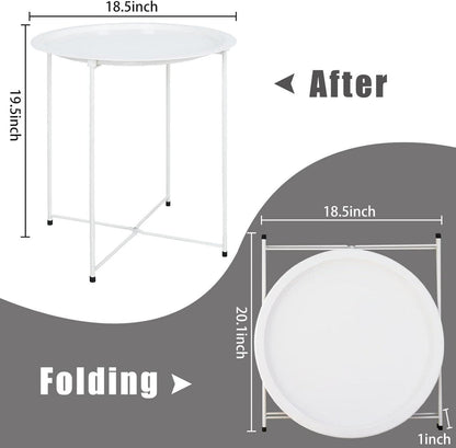 Runder Beistelltisch mit Stauraum, 2 Ebenen, Metalltablett