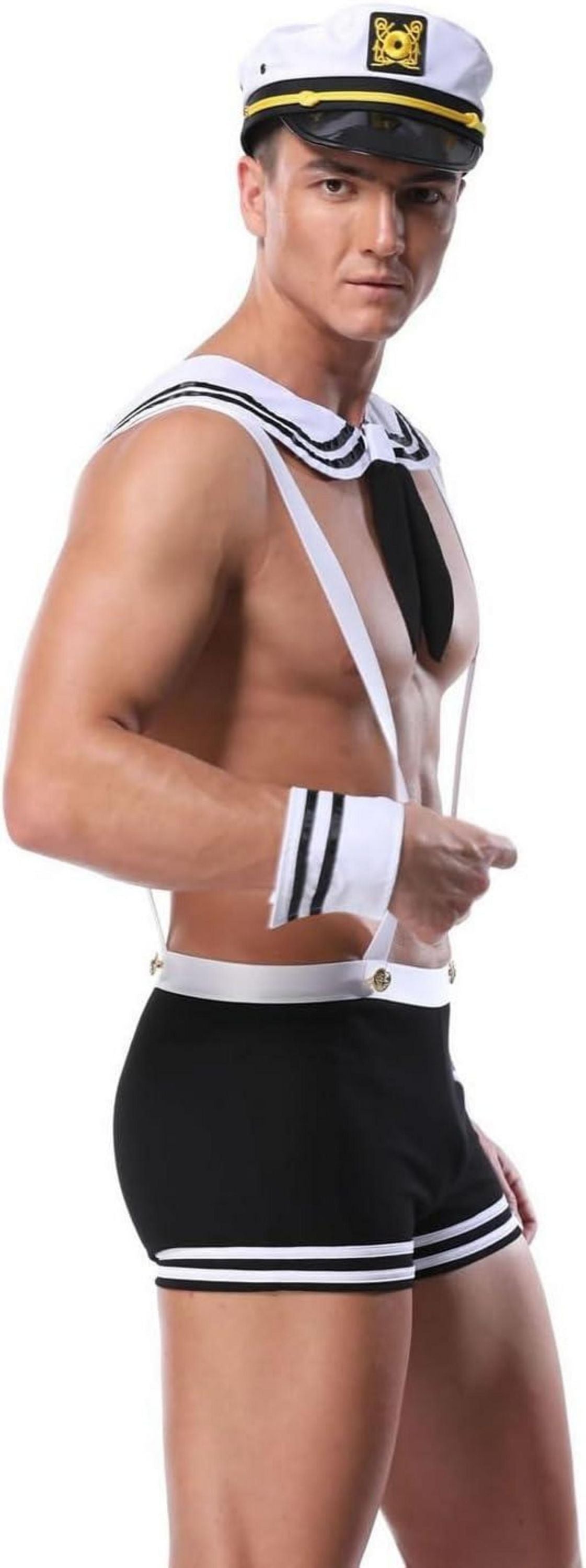 Herren Sexy Matrosen Cosplay Dessous Set Weiß One Size