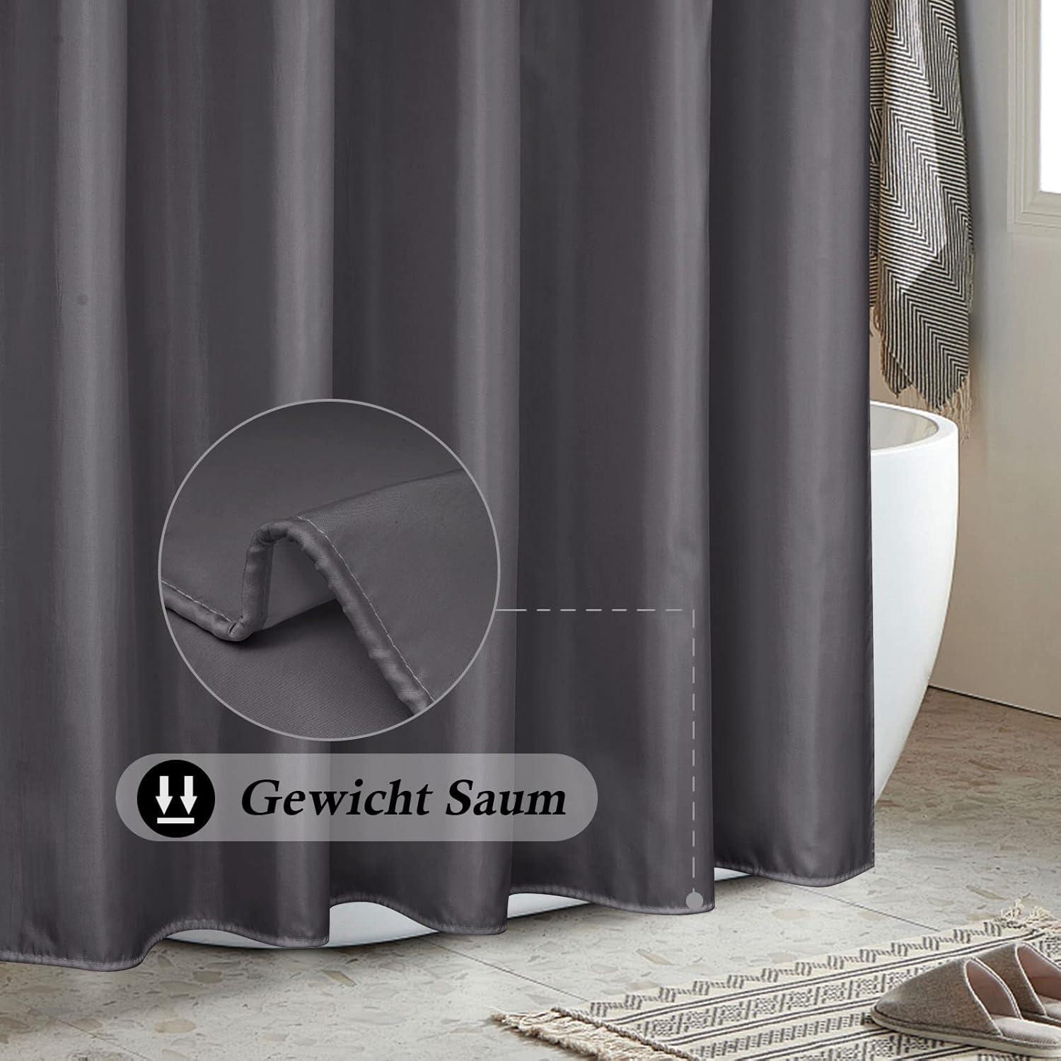 Duschvorhang Extra lang 200x240 Wasserdicht Dunkelgrau Polyester