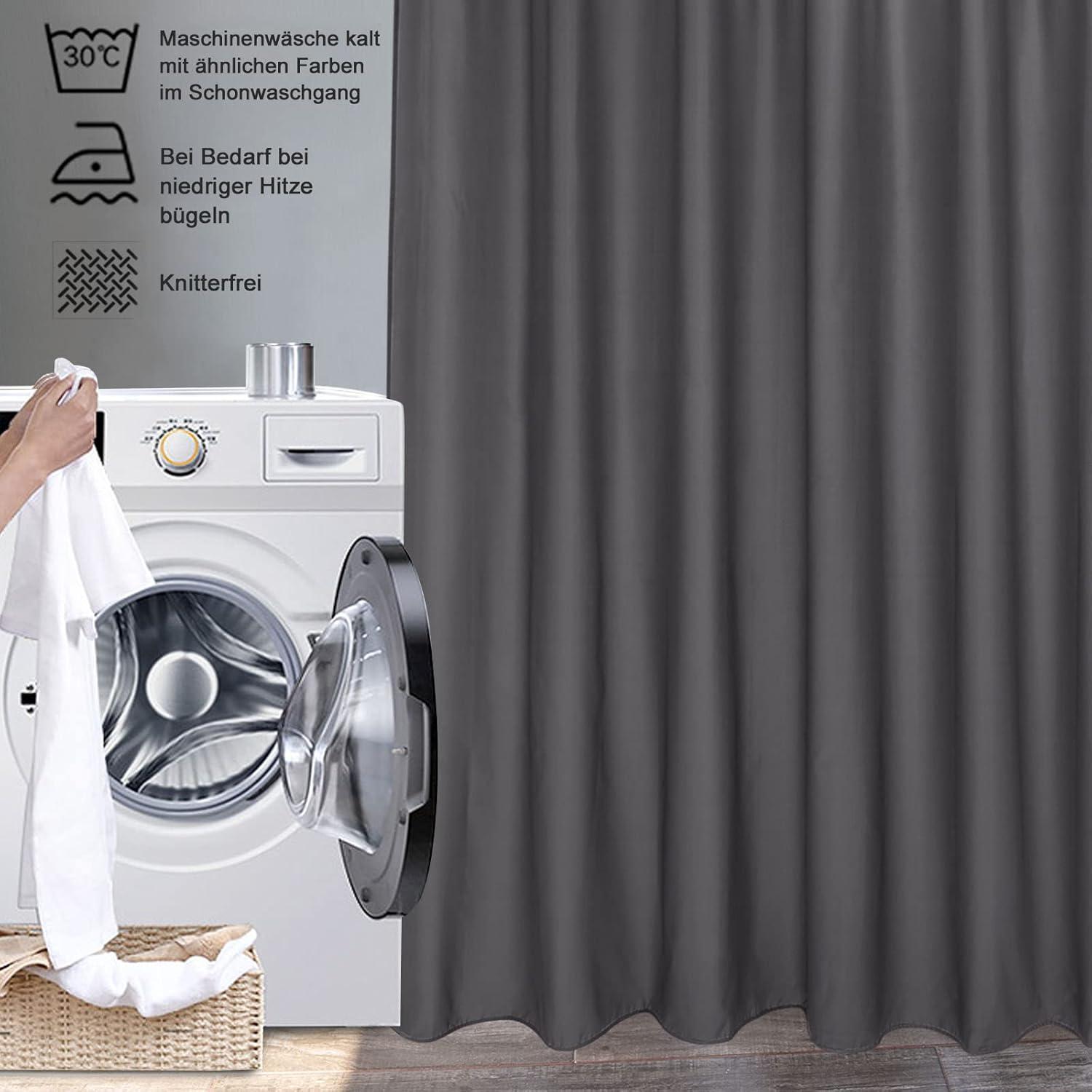Duschvorhang Überlänge 200x240 Wasserdicht Dunkelgrau Anti-Schimmel