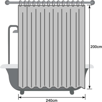 Breiter Duschvorhang 240x200 Grau Textile Polyester Anti-schimmel Wasserdicht