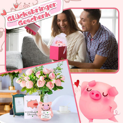 Glücksbringer Schwein Handgemacht gestrickt Geschenk Tschüss