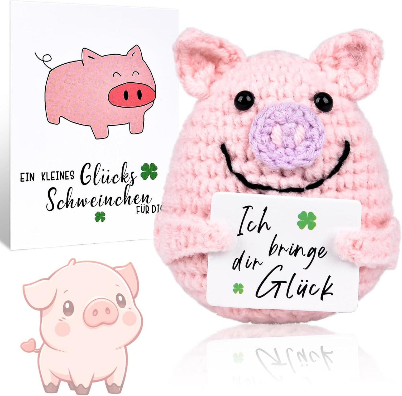 Positive Glücksbringer Schwein Geschenk für Freund Kollegen