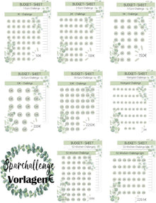 Budget Planner Deutsch-A6 Sparchallenge Eukalyptus 24pcs