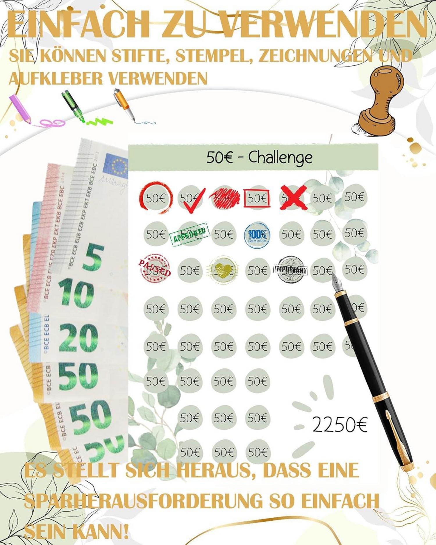Budget Planner Deutsch-A6 Sparchallenge Budgetplaner Kit mit
