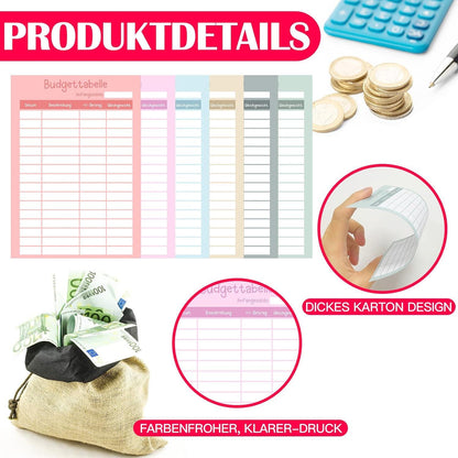 Budget Planner Deutsch Zubehör A6 96PCS 6 Farben Organizer Sheets