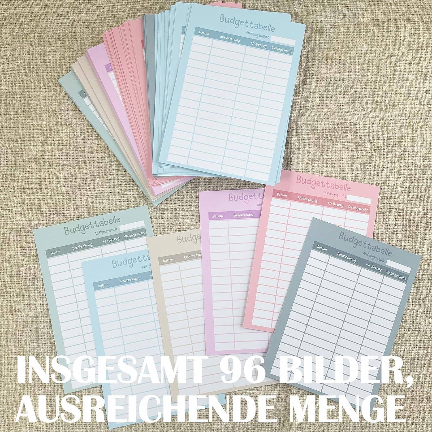 Budget Planner Deutsch Zubehör A6 96PCS Geld Organizer Budget Sheets