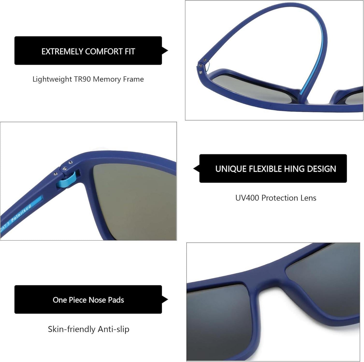 Polarisierte Sonnenbrille UV400 TR90 Rahmen Schutz Blau
