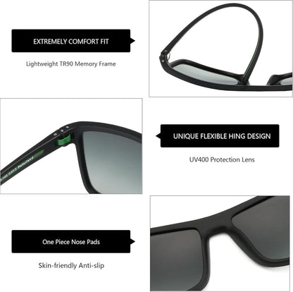 Polarisierte Sonnenbrille TR90 Rahmen UV400 Schutz Schwarz/Grün