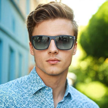 Polarisierte Herren TR90 Sonnenbrille UV400 Schutz Quadrat Schwarz Grünes Glas