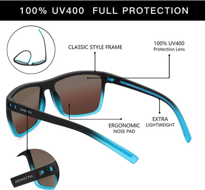 Herren Polarisierte TR90 Sonnenbrille UV400 Schutz Blaue Linse