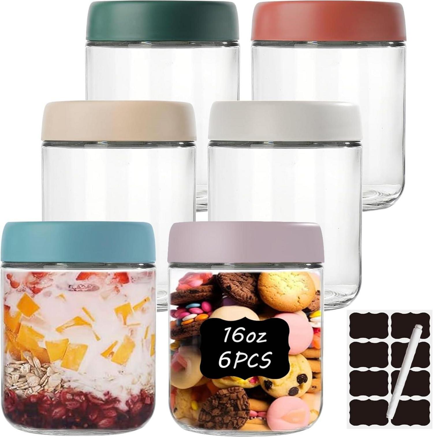 6er Pack 500ml Einmachgläser mit Schraubdeckel Luftdicht & stapelbar