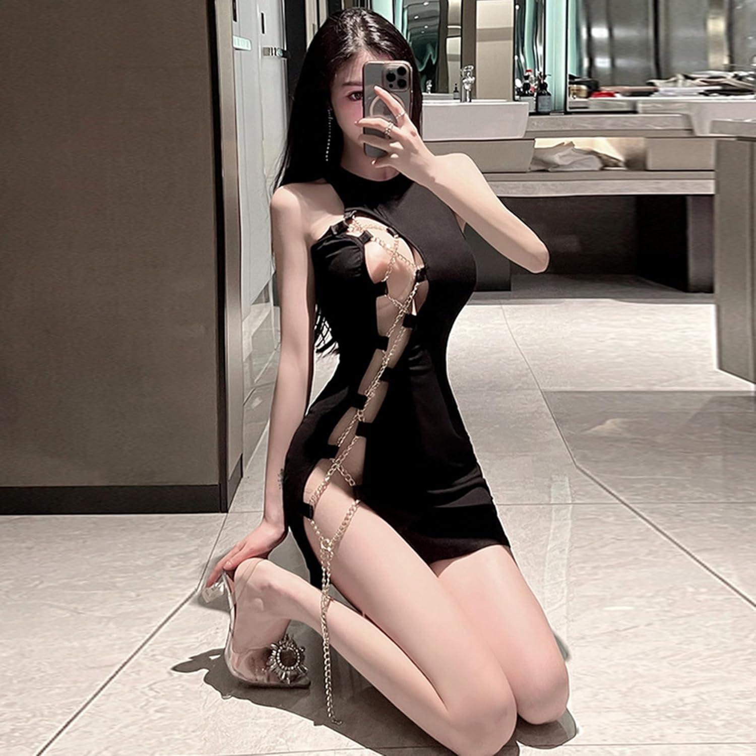 Ärmelloses Kettenkleid Partykleid Clubkleid Cocktailkleid