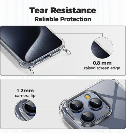 Handykette kompatibel mit iPhone 15 Pro Max, Transparente Handyhülle zum