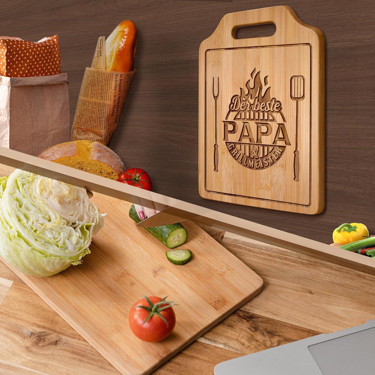 Graviertes Bambus Schneidebrett Bester Papa Geschenk Personalisiert Grill Männer