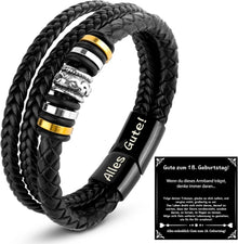 Lederarmband 18. Geburtstag Junge Magnetverschluss Geschenkbox