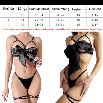 Damen Dessous Set Sexy Strapsen Lingerie Reizwäsche 3-TLG Bodysuit