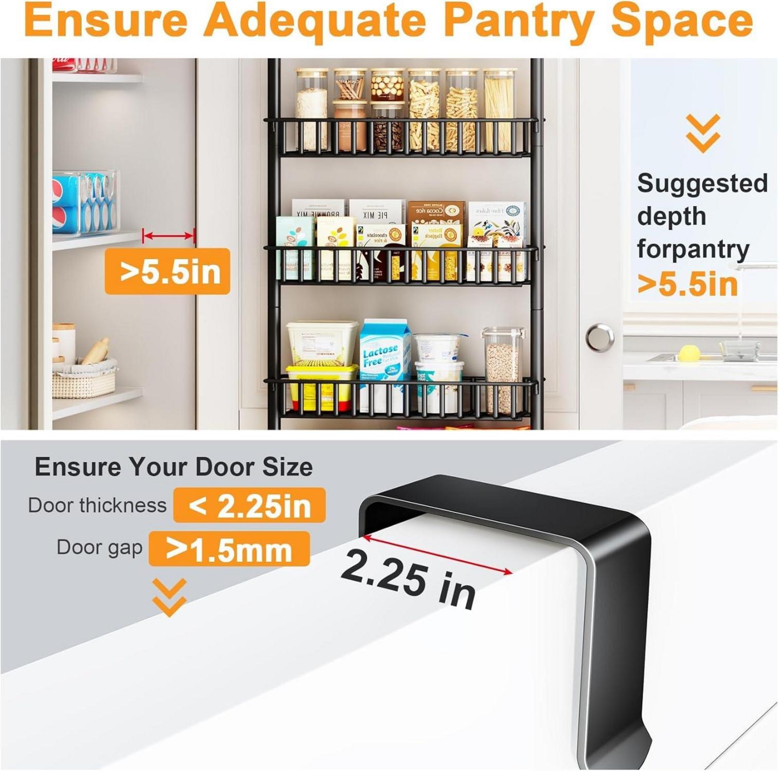 Hängendes Gewürzregal für Tür 6 Ebenen Küche Badezimmer Schwarz