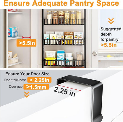 Hängendes Gewürzregal für Tür 6 Ebenen Küche Badezimmer Schwarz