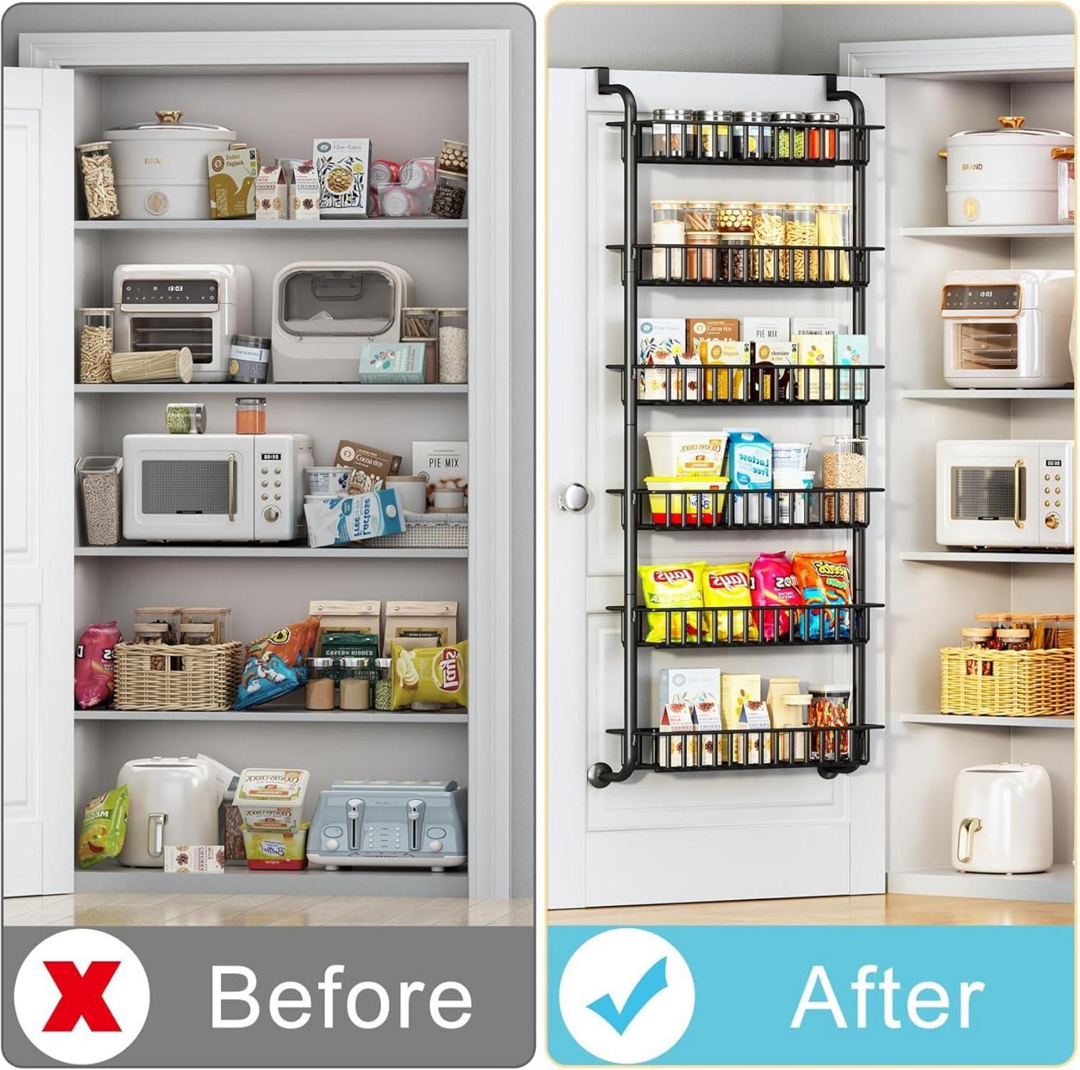 Gewürzregal Tür hängend 6 Ebenen Küchenregal Organizer schwarz