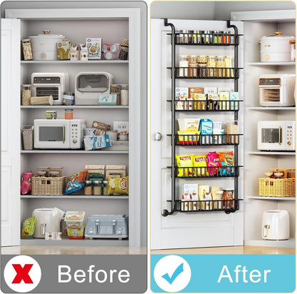 Gewürzregal Tür hängend 6 Ebenen Küchenregal Organizer schwarz