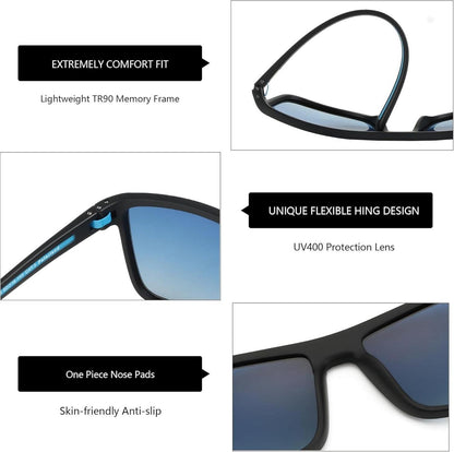 Polarisierte TR90 Quadrat Sonnenbrille Herren UV400 Schutz Blau