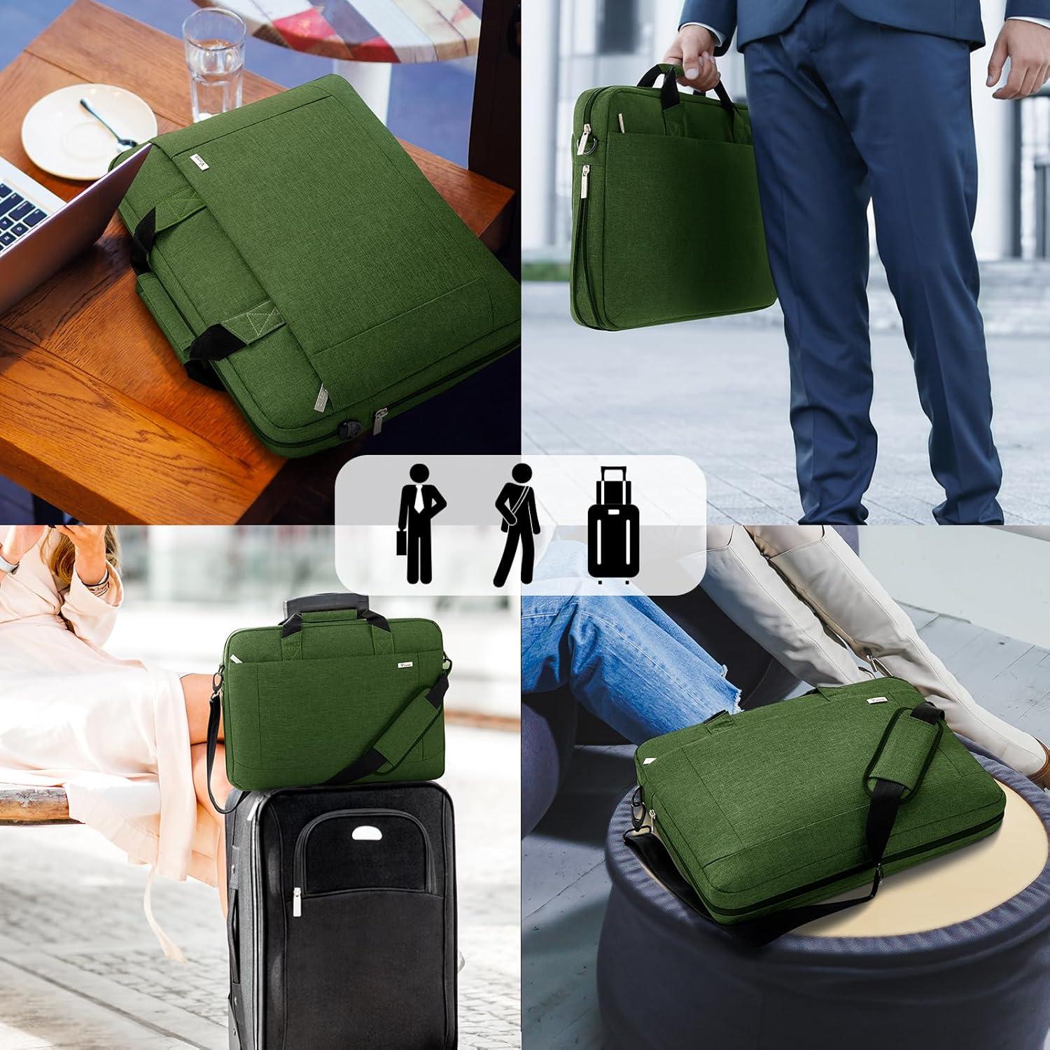 Große Laptoptasche 17,3 Zoll Erweiterbar Wasserdicht GrünKompatibel