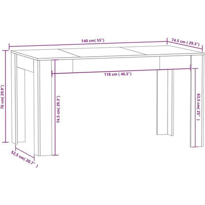 Weißer Esstisch Holzwerkstoff 140x74,5x76 cm – Unikat