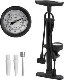 Hochdruck-Fahrradpumpe mit Manometer 160 PSI Schwarz