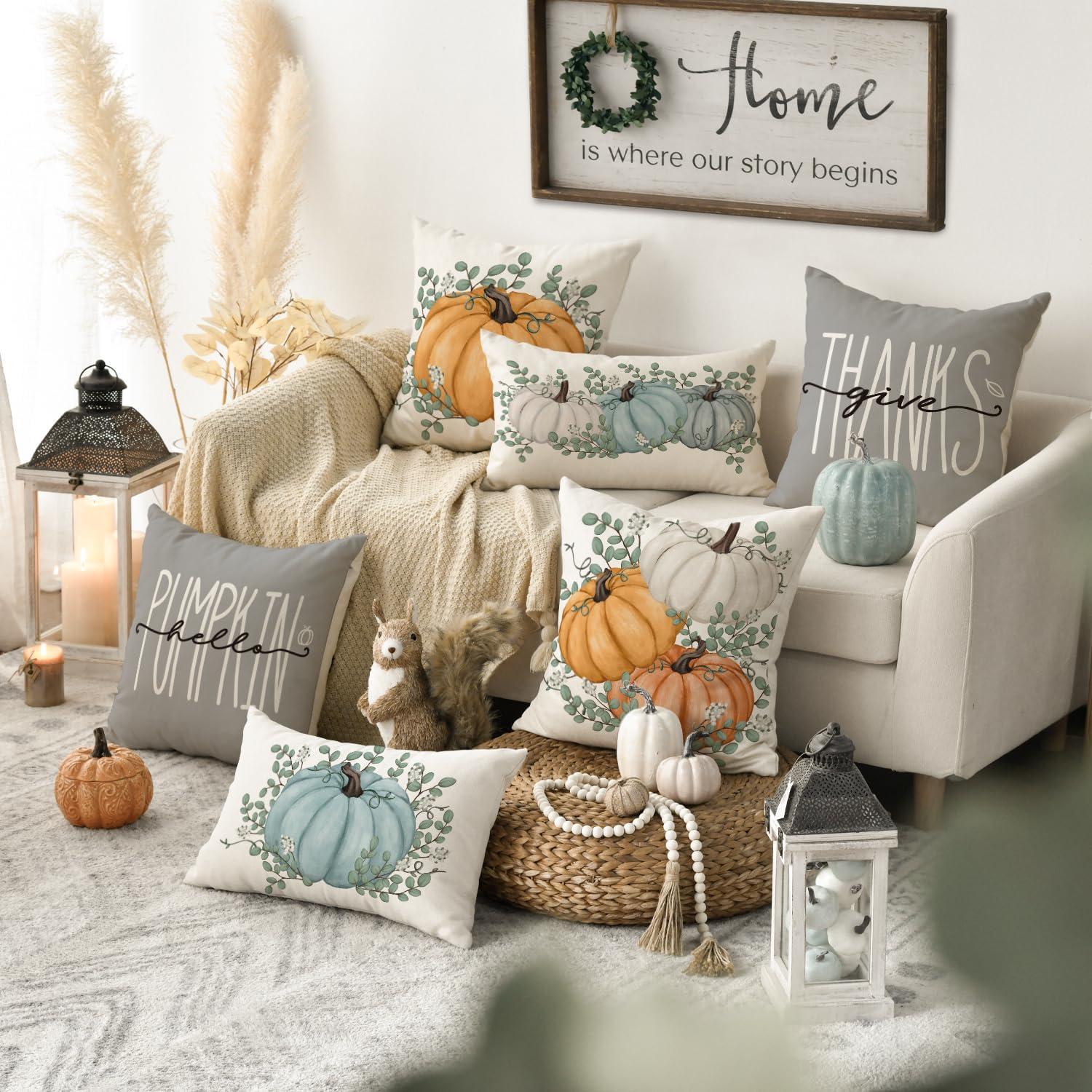 Artoid Herbst Kürbisse Orange Kissenbezüge 50x50 cm 4er Set