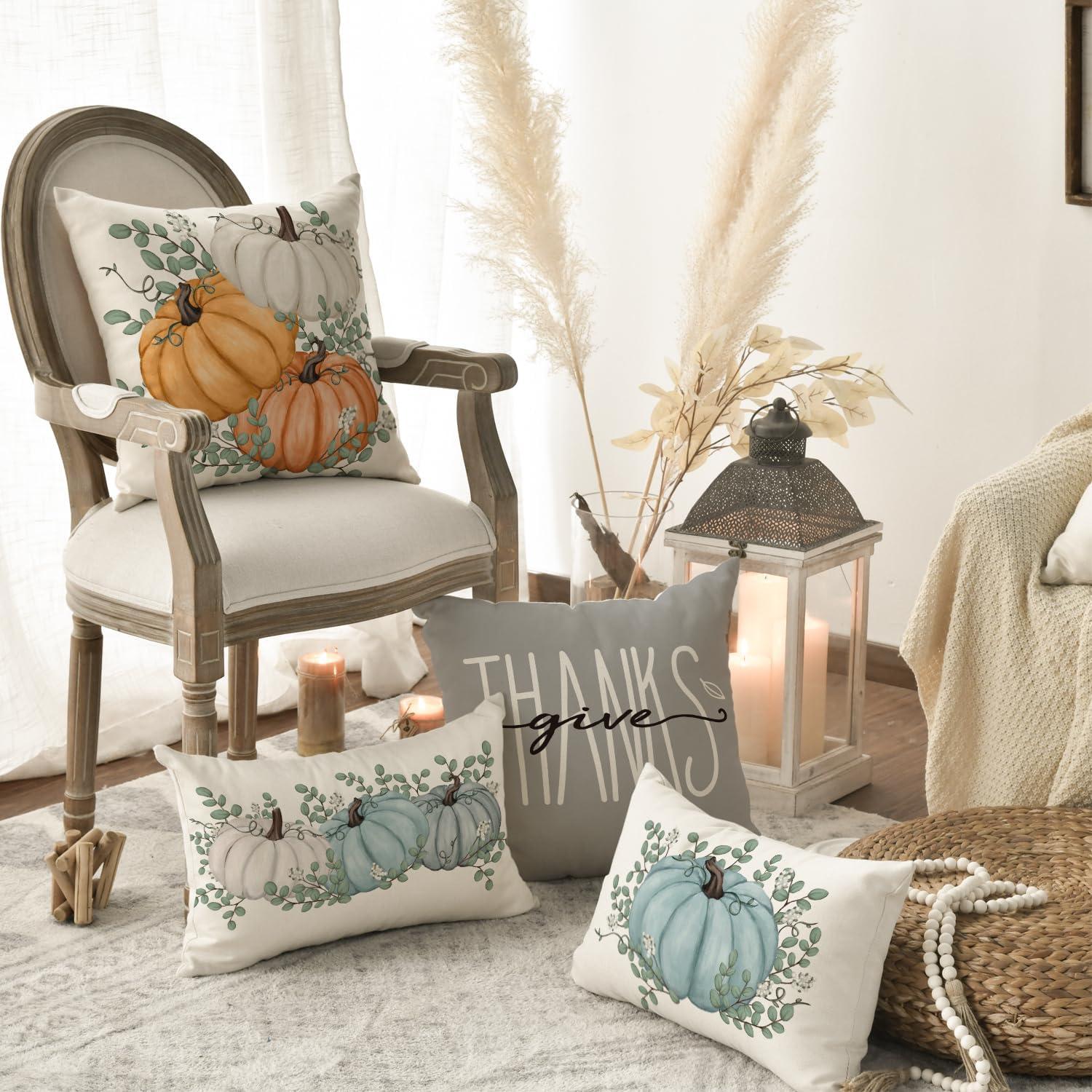 Artoid Herbst Kürbisse Kissenbezüge 4er Set 50x50 cm Orange