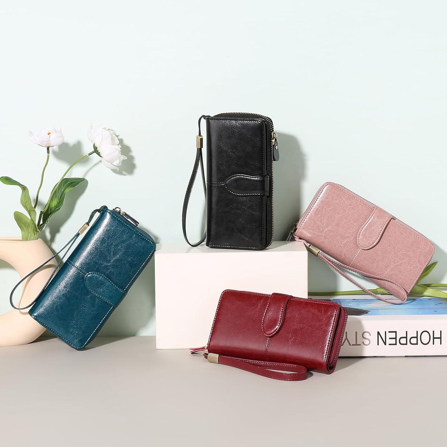 GAEKEAO Damen Geldbörse Portemonnaie RFID Schutz Schwarz