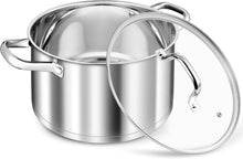 Edelstahl Kochtopf 24cm 5,7L Induktion 3-Lagen Boden Glasdeckel