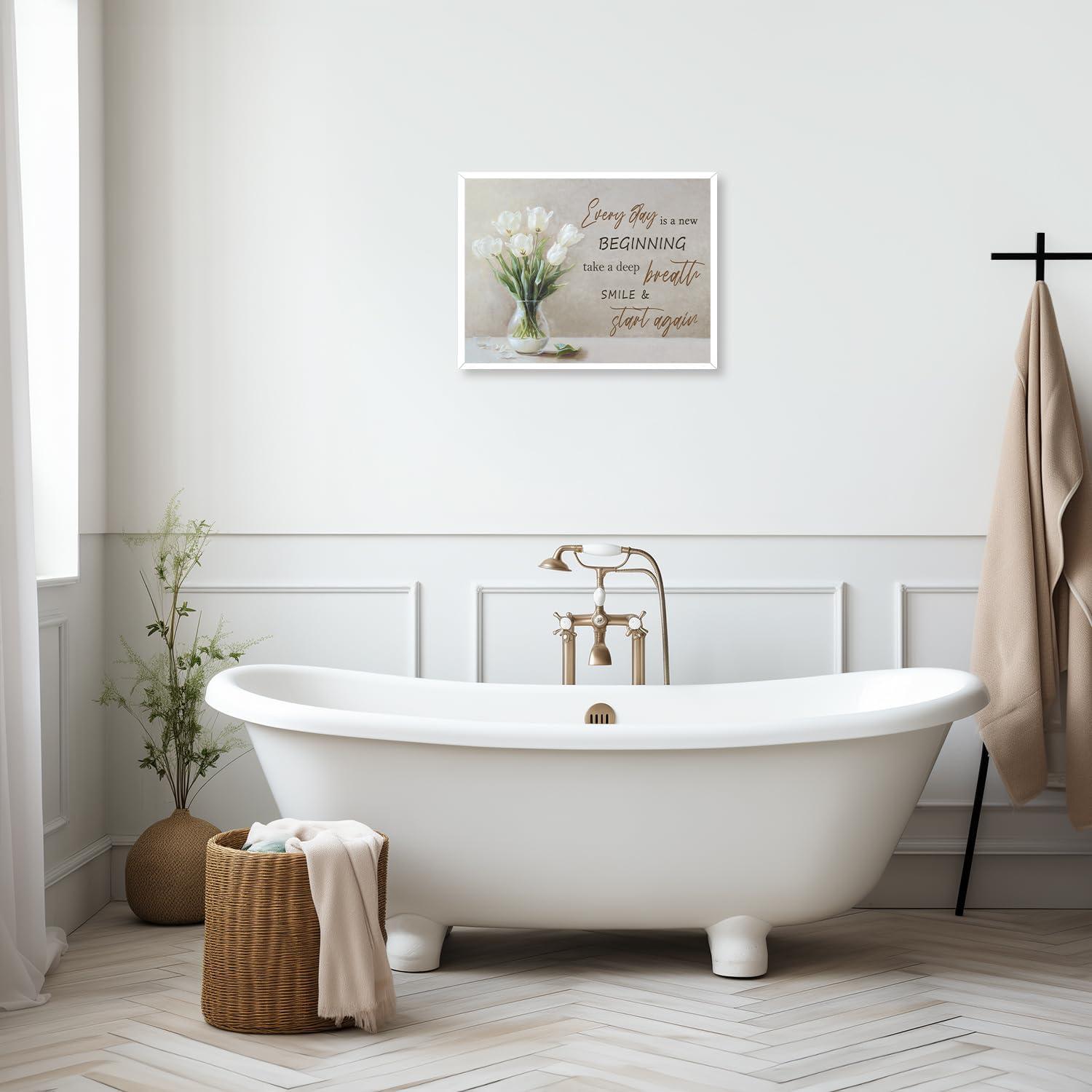 Weiße Blumen Leinwand Motivierende Zitate Poster 30x40 cm Wandbild