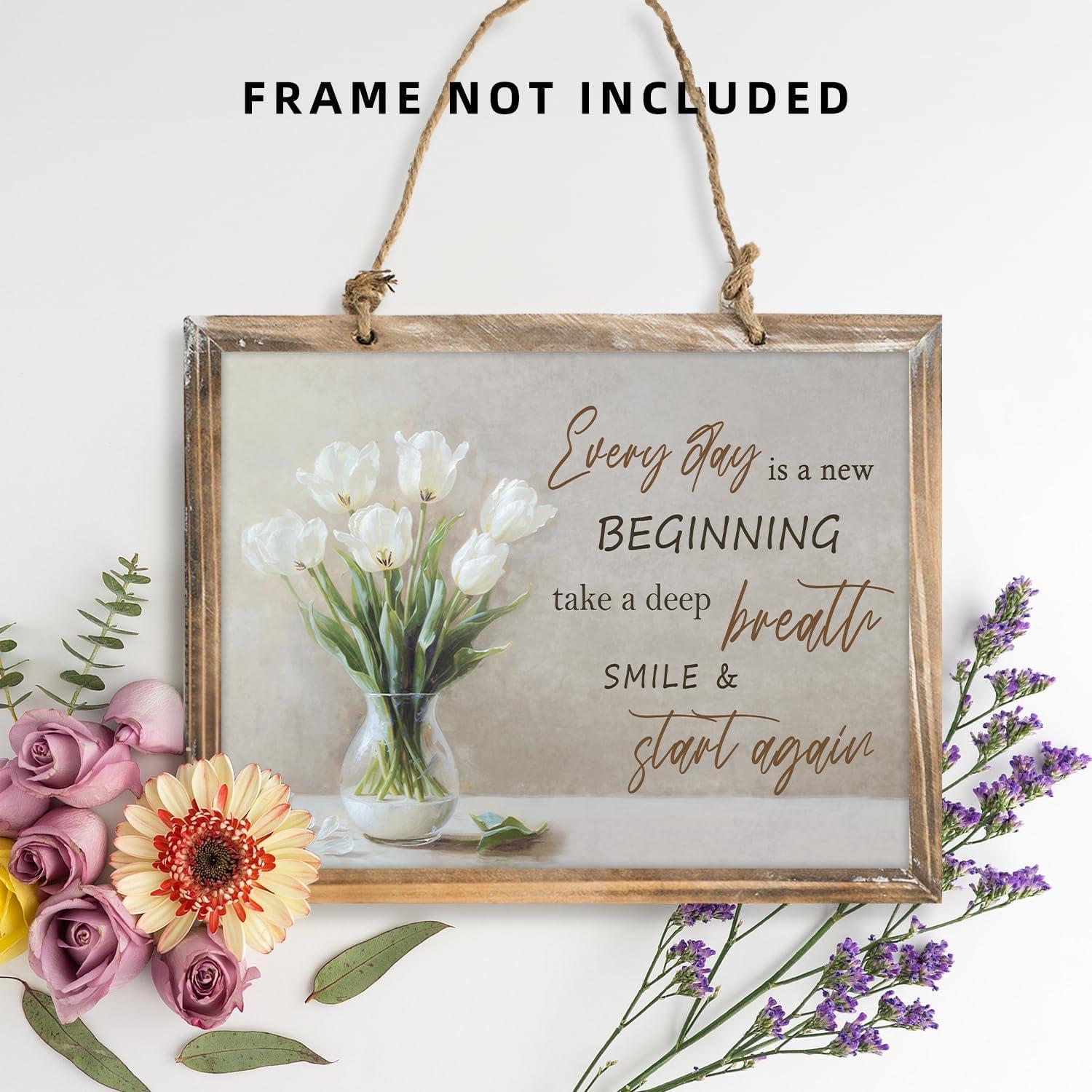 NymphFable Weiße Blumen Motivierende Zitate Leinwand Poster 30x40 cm