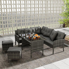 Gartenmöbel Set Poly Rattan Sitzgruppe Esstisch Lounge Sofa Hocker
