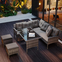 Gartenmöbel Set Poly Rattan Sitzgruppe Esstisch Lounge Sofa Hocker