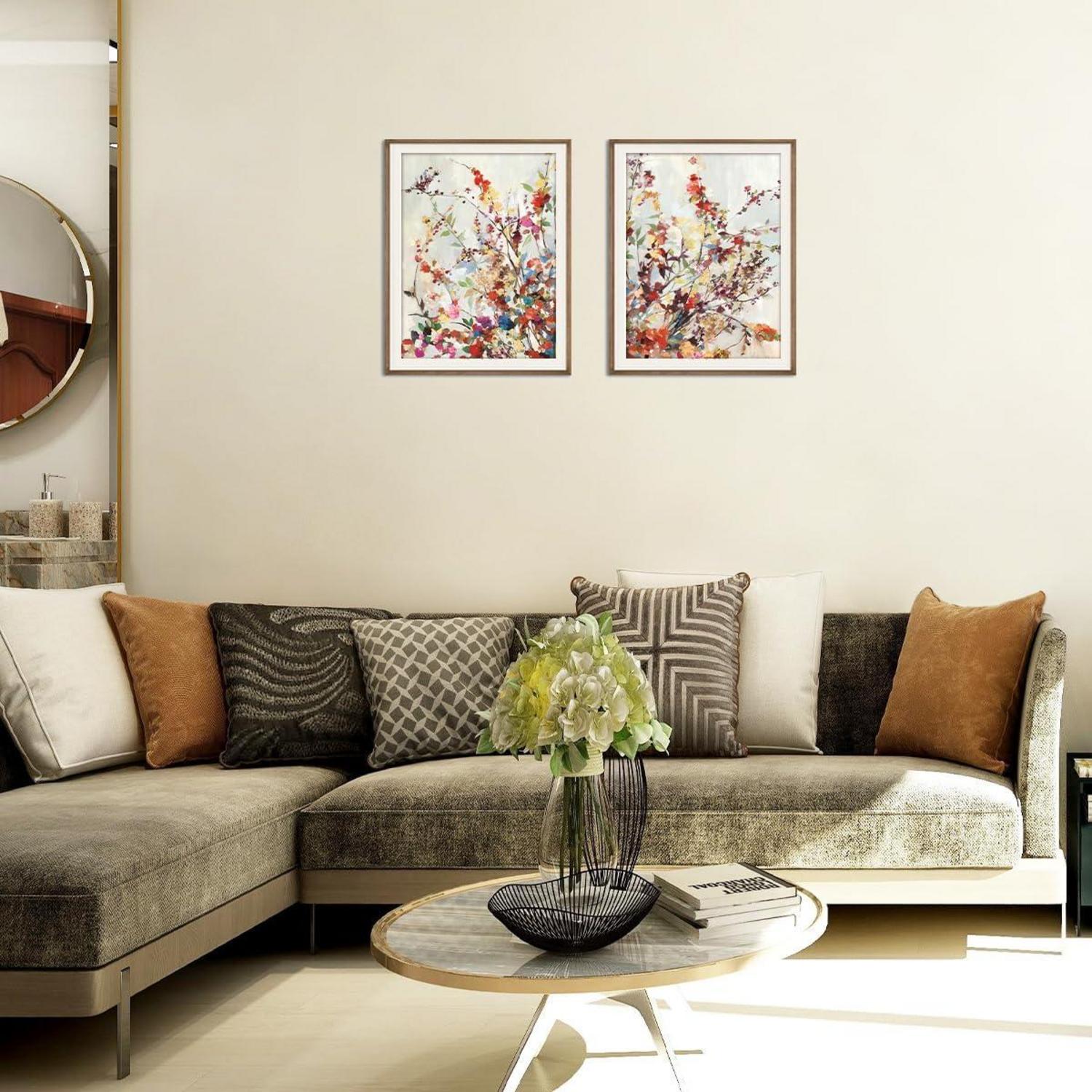 Wildblumen Vintage Leinwand Bilder 12x16 Set für Wohnzimmer