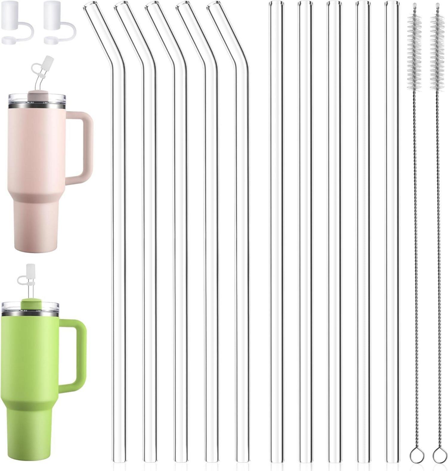 Glasstrohhalme Set für Stanley Cup 40oz 30oz, Zubehör Enthalten 10