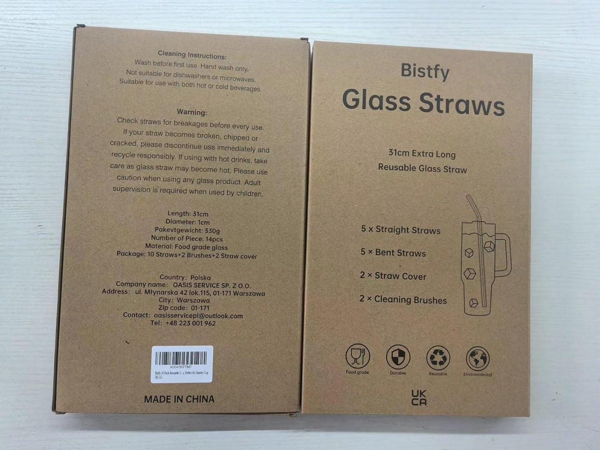 Glasstrohhalme 31cm Stanley Cup 40oz 30oz Zubehör 10 Glasstrohhalme 5 Gerade 5 Gebogen 2 Strohdeckel 2 Reinigungsbürsten Stanley Adventure Quencher