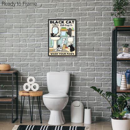 NymphFable Lustige Katze Leinwand Poster Badezimmer WC 12x16