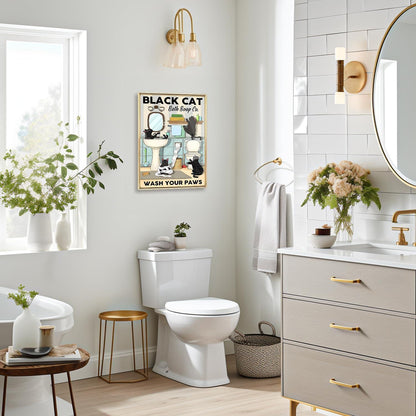 Lustige Katze Leinwand Bilder Niedliche schwarze Katzen Badezimmer