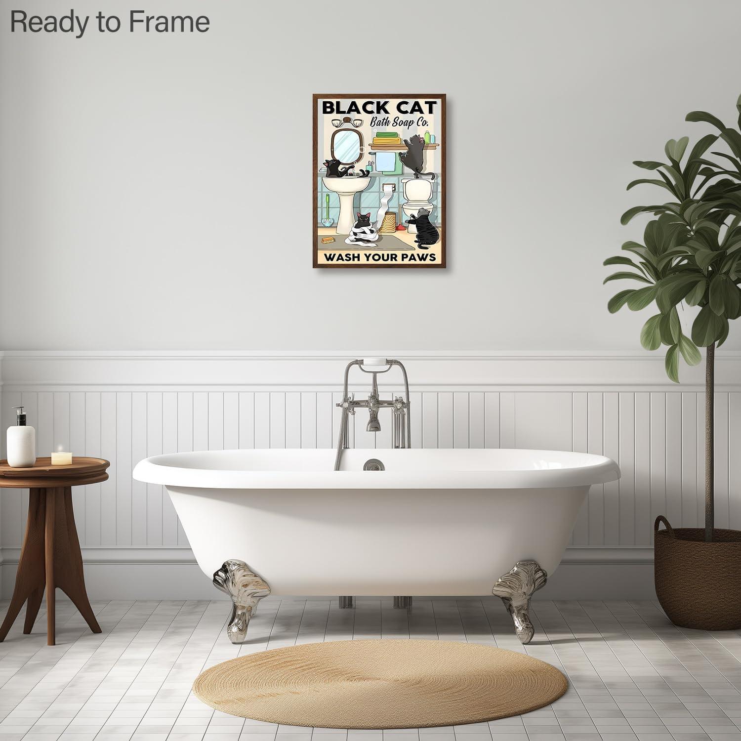 NymphFable Lustige Katze Leinwand Poster Badezimmer Deko 12x16 Zoll