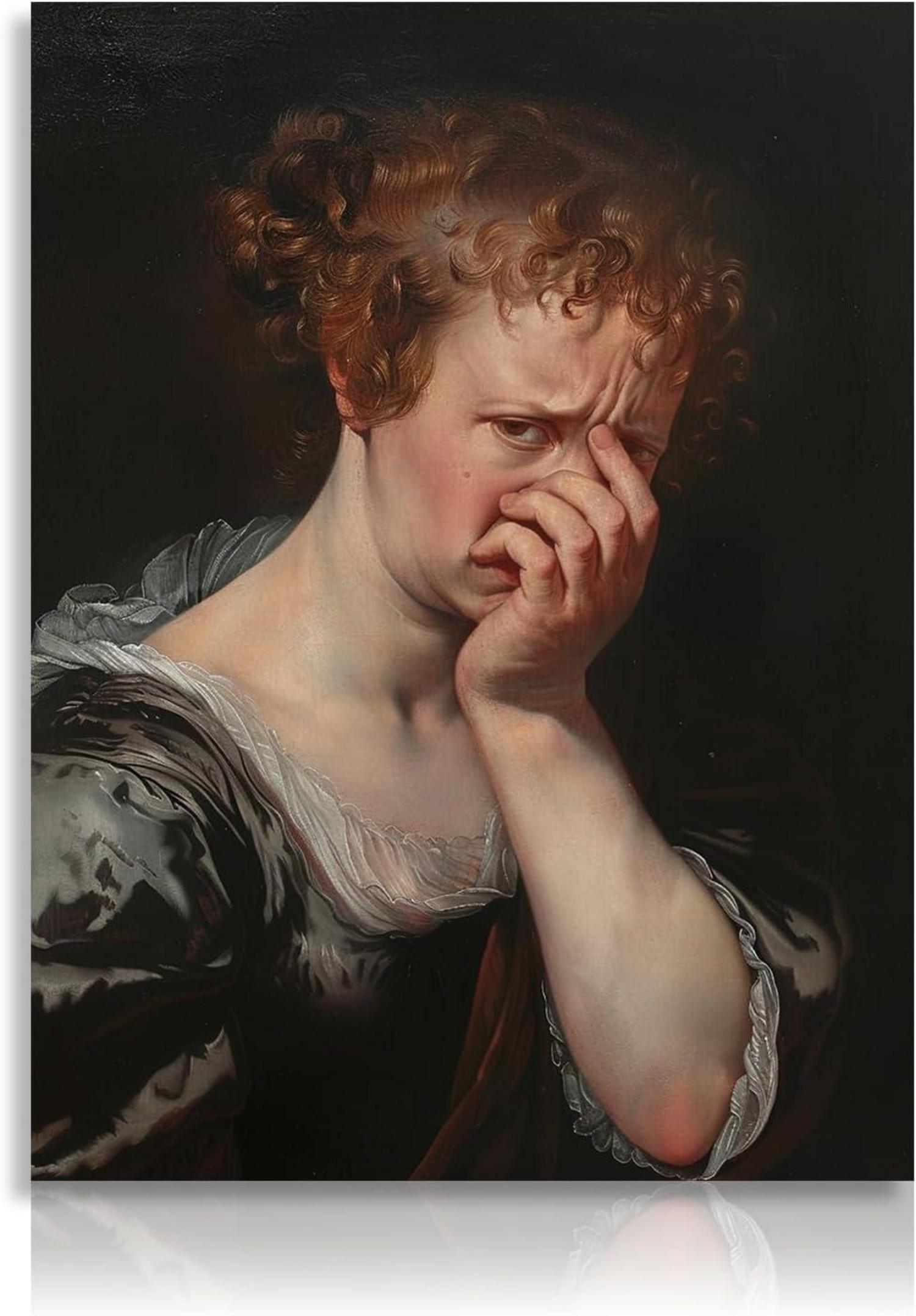 Lustige Badezimmer Leinwand Bilder Vintage Frau Nase Toilette