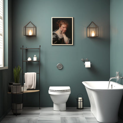 Lustige Badezimmer Leinwand Bilder Vintage Frau Nase Toilette