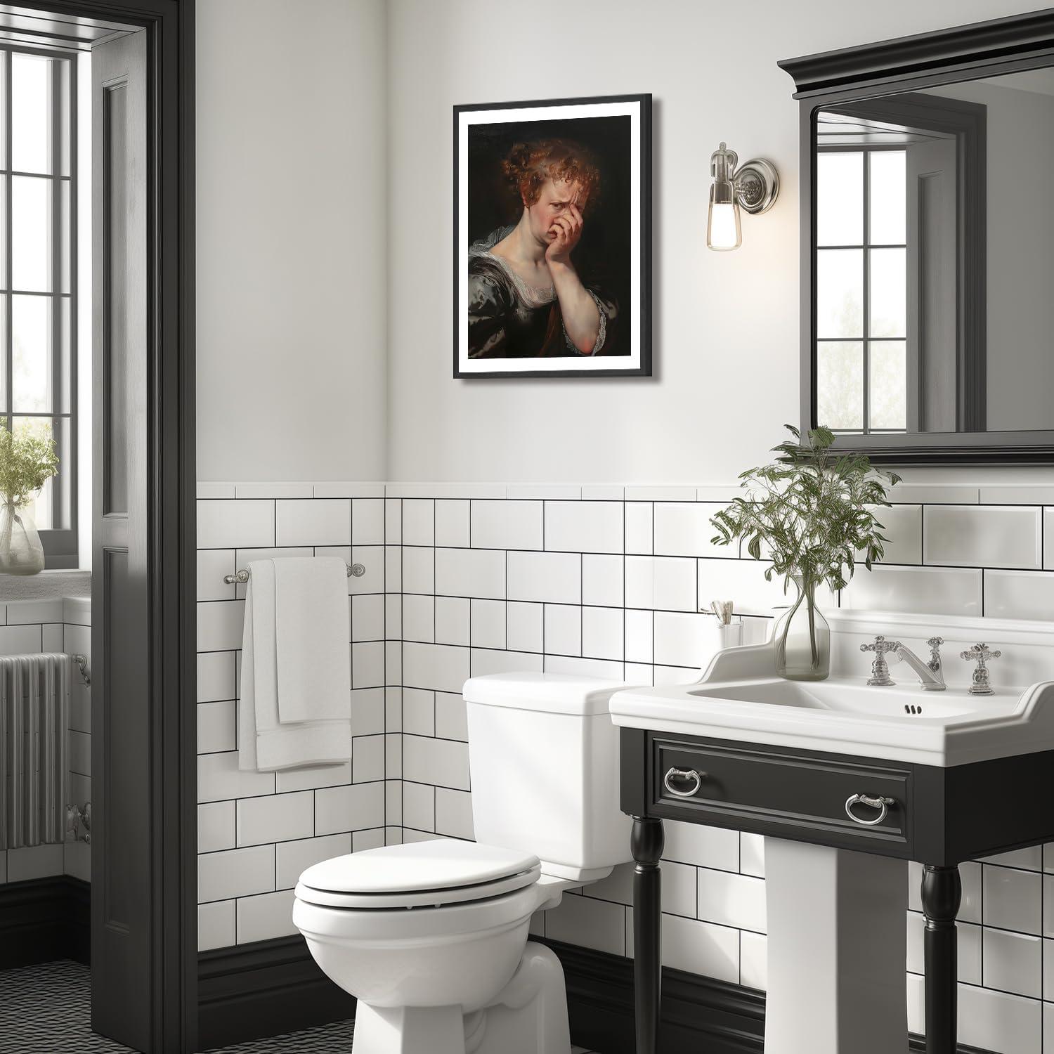 NymphFable Lustige Badezimmer Leinwand Bilder Frau Vintage Humor Dekor 12x16